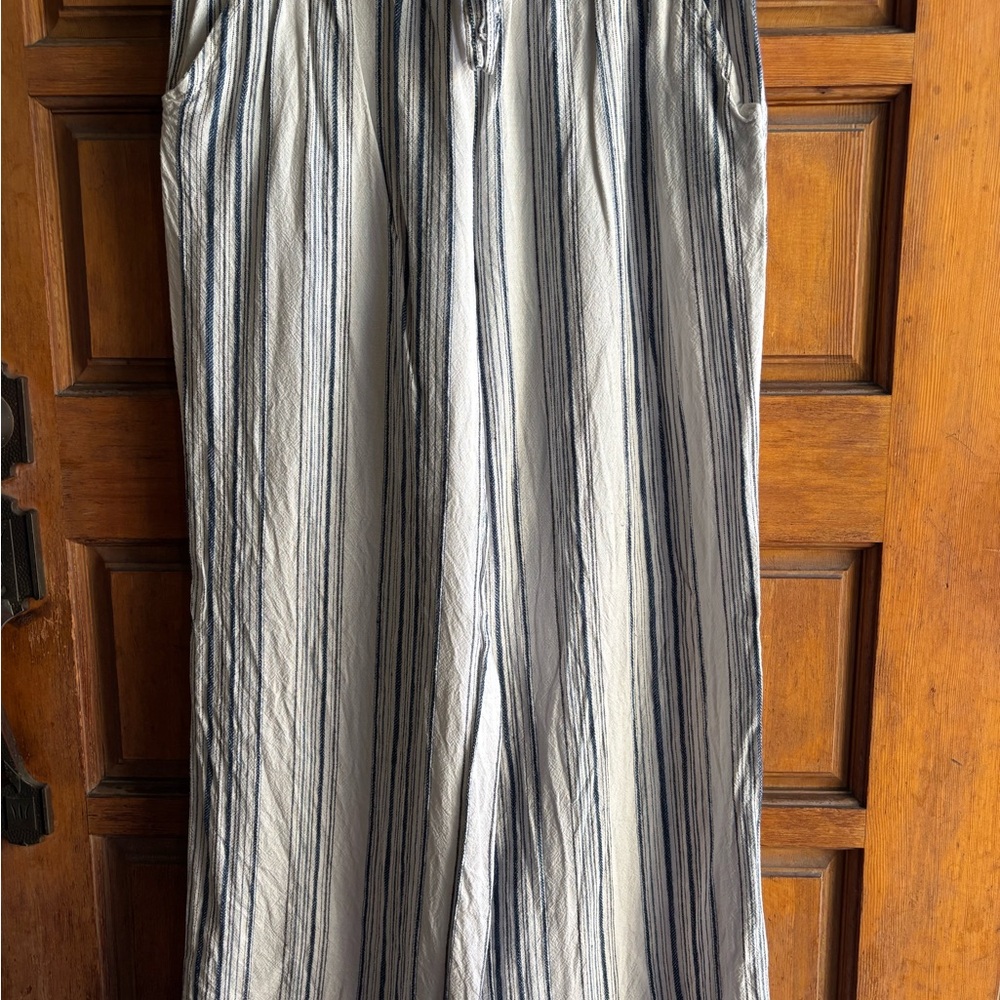 Briggs New York Striped Wide Leg Pants - Black and White
